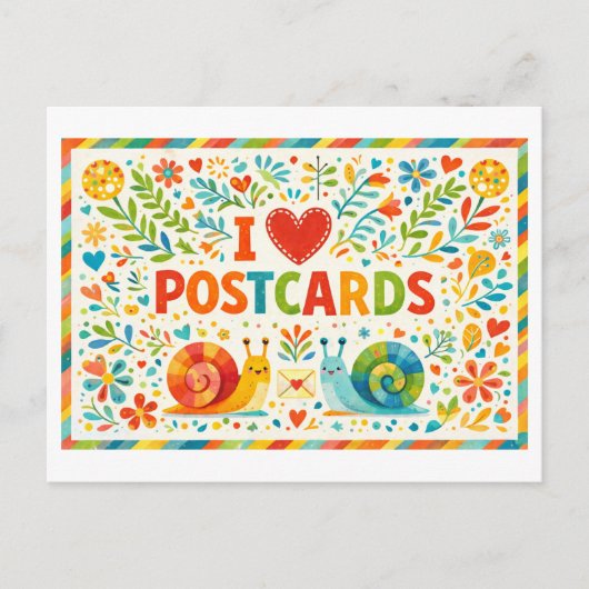 キュートな"I Heart Postcards" ポストカード (正面)