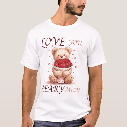 キュートな"Love You Beary Much"テディ Tシャツ (正面)