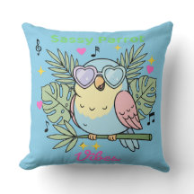 キュートな"Sassy Parrot Vibes"トロピカルデコールクッション