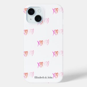 キュートな"XOXO"ハートのバレンタインデー iPhone 15ケース