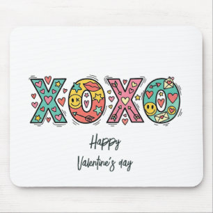キュートな"XOXO"ハート ハッピーバレンタインデー マウスパッド