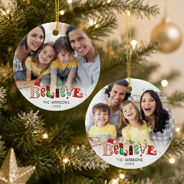 キュートなBELIEVEのクリスマス・スピリット・タイポグラフィ 2 写真O セラミックオーナメント