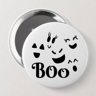 キュートなBOOの黒と白のハロウィーンの幽霊 缶バッジ