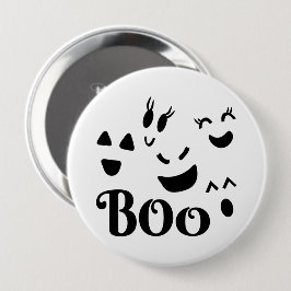 キュートなBOOの黒と白のハロウィーンの幽霊 缶バッジ