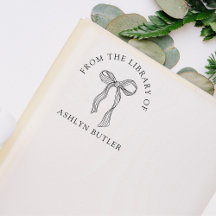 キュートなBowパーソナル・ライブラリーのブックスタンプ