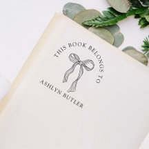 キュートなBowパーソナル・ライブラリーのブックスタンプ