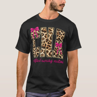 キュートなCNA看護師ヒョウ柄認定介護ヘルパー Tシャツ