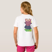 キュートなEid Mubarakの女の子と羊のイスラムTシャツ Tシャツ (裏面フル)