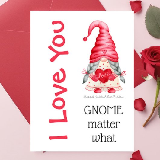 キュートなI Love You Girl Gnome Matter What バレンタイン カード