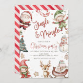 キュートなJingle & Mingleクリスマスパーティー 招待状 (正面/裏面)