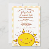 キュートなLittle Ray of Sunshine Kids 1st誕生日 招待状 (正面)