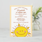 キュートなLittle Ray of Sunshine Kids 1st誕生日 招待状 (スタンド正面)