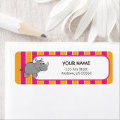 キュートなRhinoオンピンクとオレンジストライプ色 ラベル (インサイチュ)