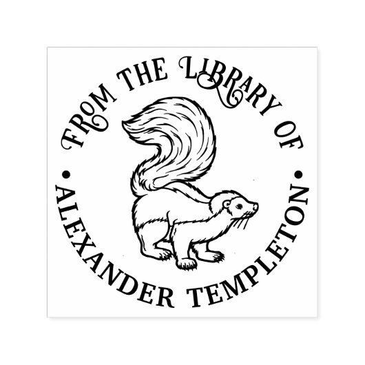 キュートなSkunkアウトラインライブラリブック名 セルフインキングスタンプ (デザイン)