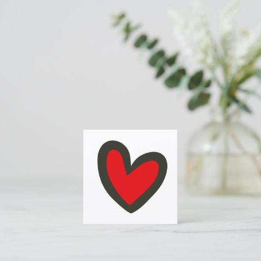 キュートはっきりした赤いハートスクエア スクエア名刺 (スタンド正面)