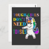 キュートへんとう摘出手術ユニコーン女の子回復 ポストカード (正面/裏面)