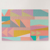 キュートよくはしゃぐカラーモダン幾何形状パターン ジグソーパズル (横)
