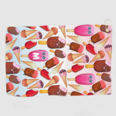 キュートアイスクリームコーンポップスチクルモノグラムトリート ゴルフタオル (横)