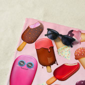 キュートアイスクリームコーンポップスチクルモノグラムトリート ビーチタオル (インサイチュ)