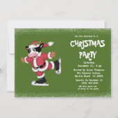 キュートアイススケートで滑るカウグリーンクリスマスパーティー 招待状 (正面)