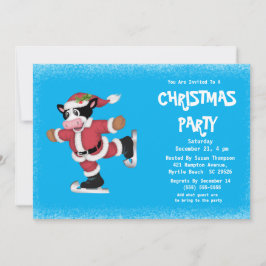 キュートアイススケートで滑るカウブルークリスマスパーティー 招待状