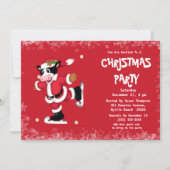 キュートアイススケートで滑るカウレッドクリスマスパーティー 招待状 (正面)