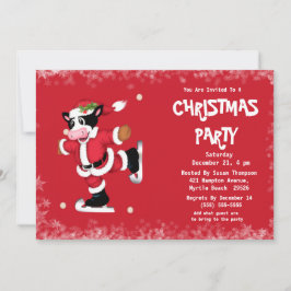 キュートアイススケートで滑るカウレッドクリスマスパーティー 招待状