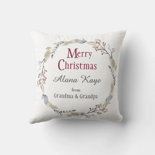 キュートアイススケートで滑るペンギンウィンターリース クッション (裏面)