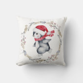 キュートアイススケートで滑るペンギンウィンターリース クッション (正面)