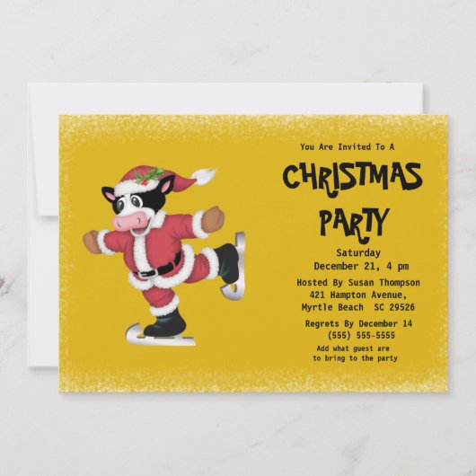 キュートアイススケートで滑る牛金ゴールドクリスマスパーティー 招待状 (正面)