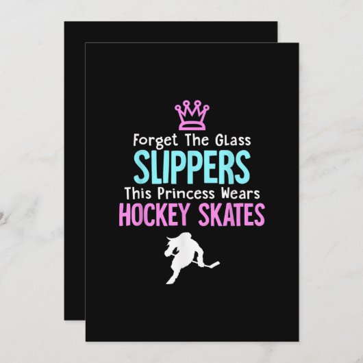 キュートアイスホッケーガールズギフトウーマン引用文 招待状 (正面/裏面)