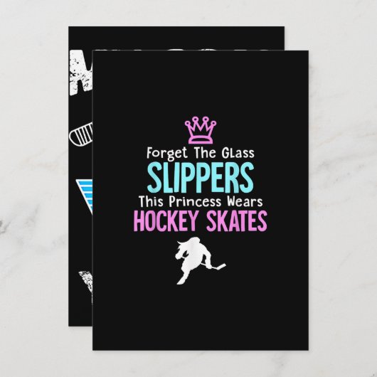 キュートアイスホッケーガールズギフトウーマン引用文 招待状 (正面/裏面)