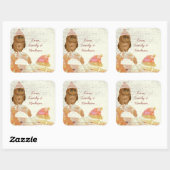 キュートアイズフクロウキツネハットアンドセーター納屋ウッド スクエアシール (シート)