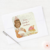 キュートアイズフクロウキツネハットアンドセーター納屋ウッド スクエアシール (封筒)