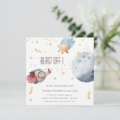 キュートアウタースペーススターリーエイジ誕生日招待状 サンキューカード (スタンド正面)