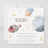 キュートアウタースペーススターリーエイジ誕生日招待状 サンキューカード (正面)