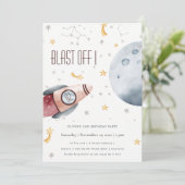 キュートアウタースペーススターリーエイジ誕生日招待状 サンキューカード (スタンド正面)