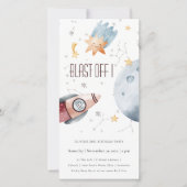 キュートアウタースペーススターリーエイジ誕生日招待状 サンキューカード (正面)