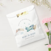 キュートアクアグリーンブルー飛行機クラウドハート誕生日 フェイバーバッグ (封をした状態)