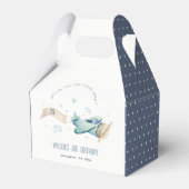 キュートアクアグリーンブルー飛行機クラウドハート誕生日 フェイバーボックス (正面サイド)