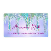 キュートアクアターコイズユニコーングリッタードリップスモノグラム ラベル (正面)