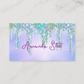 キュートアクアターコイズユニコーングリッタードリップスモノグラム 名刺 (正面)