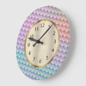 キュートアクアパープルピンクブルーマーメイはかりで測ド ラージ壁時計 (傾斜)