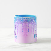 キュートアクアパープルユニコーングリッタードリップスモノグラム マグカップ (中央)
