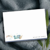 キュートアクアブルーグリーンバイプレーンクラウドハート誕生日 ノートカード