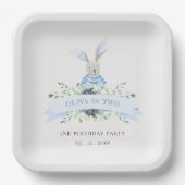 キュートアクアブルーバニーフェージアエージエージ誕生日 ペーパープレート (正面)