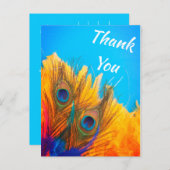 キュートアクアブルーピーコエレガントックフェザー ポストカード (正面/裏面)