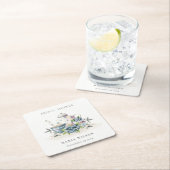 キュートアクアブルーフローラティーポットカップブライダルシャワー スクエアペーパーコースター (インサイチュ)