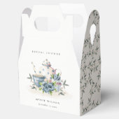 キュートアクアブルーフローラティーポットカップブライダルシャワー フェイバーボックス (オープン)