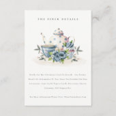 キュートアクアブルーフローラティーポットカップ結婚の詳細 エンクロージャーカード (正面)